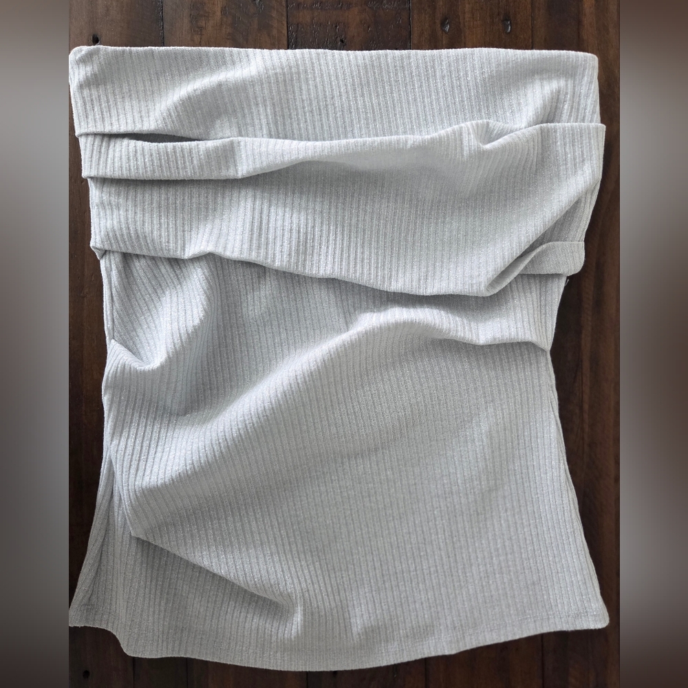 Zara Light Gray Ribbed Knit Tube Top